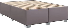 vidaXL Κρεβάτι Boxspring με Στρώμα Γκρι 140x200εκ. από Συνθετικό Δέρμα