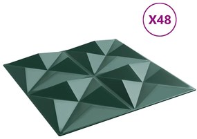 vidaXL Πάνελ Τοίχου 48 τεμ. Πράσινη Origami 50 x 50 εκ. 12 μ² από XPS