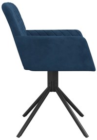 vidaXL Καρέκλες Τραπεζαρίας Περιστρεφόμενες 2 τεμ. Μπλε Βελούδινες