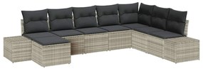 vidaXL Σετ Καναπέ Κήπου με μαξιλάρι 8 pcs Ανοιχτό γκρι συνθετικό ρατάν