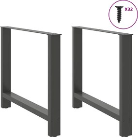 vidaXL Πόδια Τραπεζαρίας Ανθρακί 2 τεμ. 100x(72-73) εκ. Ατσάλι