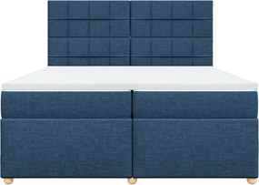 vidaXL Κρεβάτι Boxspring με Στρώμα Μπλε 200x200 εκ. Υφασμάτινο