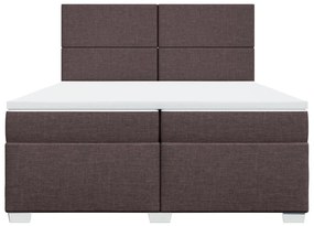 Κρεβάτι Boxspring με Στρώμα Σκούρο Καφέ 200x200 εκ. Υφασμάτινο - Καφέ