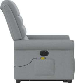 vidaXL Πολυθρόνα Μασάζ Ηλεκ. Ανακλινόμενη Ανύψωση Αν. Γκρι Υφασμάτινη