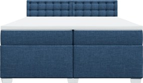 vidaXL Κρεβάτι Boxspring με Στρώμα Μπλε 200x200 εκ. Υφασμάτινο