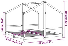 Πλαίσιο Παιδικού Κρεβατιού Λευκό 2x(90x200)εκ Μασίφ Ξύλο Πεύκου - Λευκό