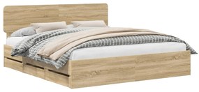 vidaXL Σκελετός Κρεβατιού Δρύς Sonoma 180 x 200 cm Μηχανήματος Ξύλο