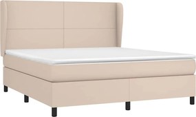 vidaXL Κρεβάτι Boxspring με Στρώμα Καπουτσίνο 160x200εκ.από Συνθ.Δέρμα