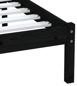 vidaXL Πλαίσιο Κρεβατιού Μαύρο 75 x 190εκ. από Μασίφ Ξύλο Small Single