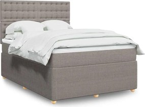 vidaXL Κρεβάτι Boxspring με Στρώμα Taupe 140x200 εκ. Υφασμάτινο
