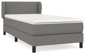 vidaXL Κρεβάτι Boxspring με Στρώμα Σκούρο Γκρι 90x200 εκ. Υφασμάτινο