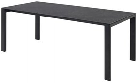 Τραπέζι Oakland 788, Μαύρο, Μαύρο ματ, 75x90x200cm, 78 kg, Γυαλί, Κεραμικός, Μέταλλο | Epipla1.gr