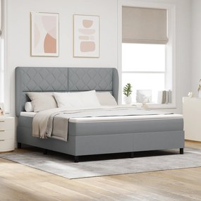 vidaXL Κρεβάτι Box Spring με Στρώμα - Ανοιχτό Γκρι, 180x200 εκ., Υφάσμα
