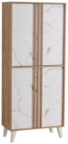 Παπουτσοθήκη-ντουλάπι Yamka oak μαρμάρου μελαμίνης 74x38x174εκ 74x38x174 εκ.