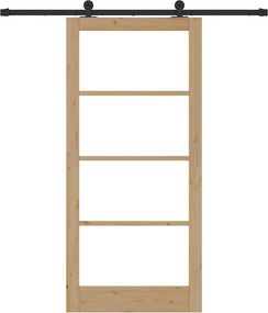 vidaXL Συρόμενη Πόρτα ORKDAL Φυσικό και Μαύρο 93 x 202 cm