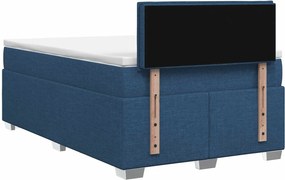 vidaXL Κρεβάτι box spring με στρώμα Μπλε 120 x 200 cm Ύφασμα