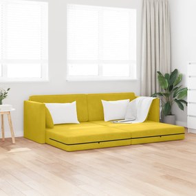vidaXL Καναπές Κρεβάτι 2 σε 1 Κίτρινος 213x144x60 εκ. Βελούδο