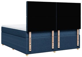 vidaXL Κρεβάτι Boxspring με Στρώμα Μπλε 200x200 εκ. Υφασμάτινο