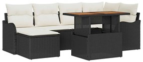 vidaXL Σετ Καναπέ Κήπου με μαξιλάρι 7 pcs Μαύρο και κρεμ