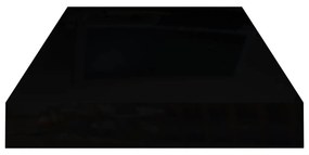 Ράφια Τοίχου Γυαλιστερά Μαύρα 2 Τεμάχια 50x23x3,8 εκ. MDF - Μαύρο