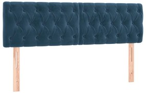 vidaXL Κεφαλάρι Κρεβατιού LED Σκούρο Μπλε 144x7x78/88 εκ. Βελούδινο