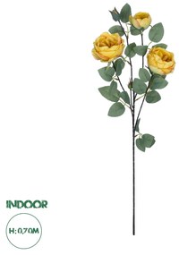 GloboStar® Artificial Garden YELLOW CLIMBING ROSE BRANCH 21186 Τεχνητό Διακοσμητικό Κλαδί Τριαντάφυλλο Κίτρινο Y70cm