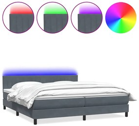 vidaXL Box Spring Κρεβάτι με στρώμα Σκούρο γκρι 180x220 εκ. Βελούδινο