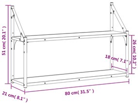 ΡΑΦΙΕΡΑ ΤΟΙΧΟΥ ΜΕ 2 ΡΑΦΙΑ ΜΑΥΡΗ 80 X 21 X 51 ΕΚ. ΕΠΕΞΕΡΓ. ΞΥΛΟ 835464