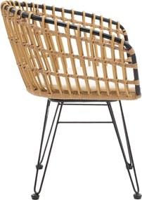 Πολυθρόνα Naoki pakoworld μαύρο μέταλλο-pe φυσικό