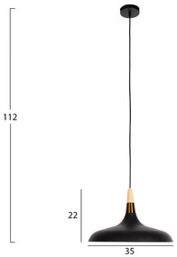 ΦΩΤΙΣΤΙΚΟ ΟΡΟΦΗΣ ΚΡΕΜΑΣΤΟ  ΜΑΥΡΟ ΜΕΤΑΛΛΟ-ΞΥΛΙΝΗ ΛΕΠΤΟΜΕΡΕΙΑ 35x35x112Υεκ
