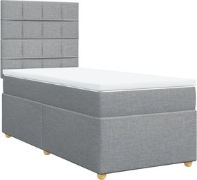 vidaXL Κρεβάτι Boxspring με Στρώμα Ανοιχτό Γκρι 100x200 εκ. Υφασμάτινο