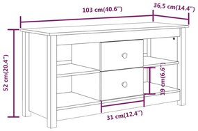 Έπιπλο Τηλεόρασης Λευκό 103x36,5x52 εκ. από Μασίφ Ξύλο Πεύκου - Λευκό