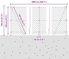 vidaXL Φράκτης από αλυσίδα με στύλους Ασημί 10 x 1.2 μ Ατσάλι