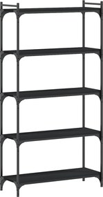 vidaXL Βιβλιοθήκη 5 Επιπέδων Μαύρη 80x30x154 εκ. Επεξεργασμένο Ξύλο