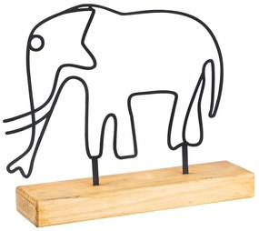 Διακοσμητικό Επιτραπέζιο Elephant 565TNL1151 30x4x30cm Natural-Black Aberto Design Μέταλλο,Ξύλο
