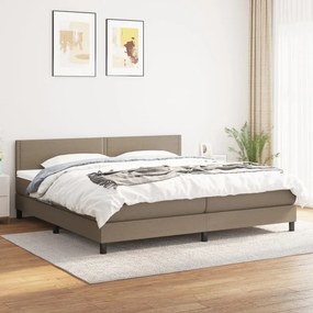 Κρεβάτι Boxspring με Στρώμα Taupe 200x200 εκ. Υφασμάτινο