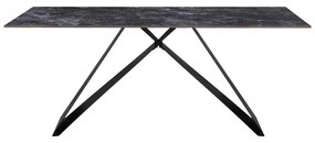 Τραπέζι Meja pakoword Sintered stone μαύρο με μεταλλικά πόδια σε μαύρη απόχρωση 180x90x76εκ 180x90x76 εκ.