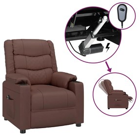 vidaXL Πολυθρόνα Ηλεκτρική Ανακλινόμενη Καφέ Συνθ. Δέρμα
