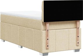 vidaXL Κρεβάτι Boxspring με Στρώμα Κρεμ 90x200 εκ.Υφασμάτινο