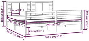 vidaXL Σκελετός Κρεβατιού Χωρίς Στρώμα 200x200 εκ Μασίφ Ξύλο Πεύκου