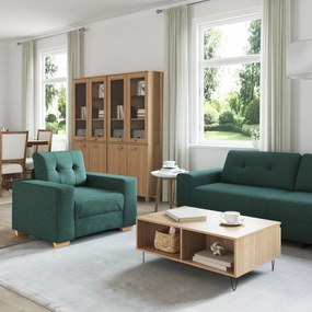 vidaXL Σετ Καναπέ με μαξιλάρι με μαξιλάρι 3 pcs Σκούρο Πράσινο ύφασμα