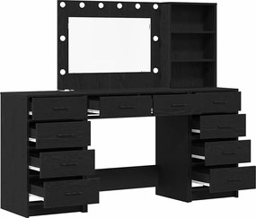 vidaXL Τραπέζι περιποίησης με ράφι 3 pcs Μαύρη Οξυά Επεξεργασμένο ξύλο