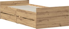 vidaXL Σκελετός Κρεβατιού Artisan Δρυς 100 x 200 cm Επεξεργασμένο Ξύλο