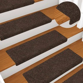 vidaXL Πατάκια Σκάλας 15 τεμ. καφέ 65x21x4 εκ. Βελονιασμένα