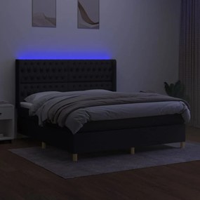 ΚΡΕΒΑΤΙ BOXSPRING ΜΕ ΣΤΡΩΜΑ &amp; LED ΜΑΥΡΟ 180X200 ΕΚ. ΥΦΑΣΜΑΤΙΝΟ 3139135