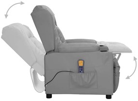 vidaXL Πολυθρόνα Μασάζ Ανακλινόμενη Γκρι Συνθετικό Δέρμα