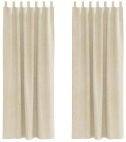 vidaXL Κουρτίνες με κουρτίνες 2 pcs Κρεμ 140 x 225 cm Βελούδο