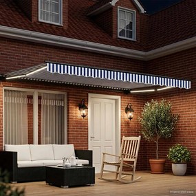 vidaXL Χειροκίνητο πλαίσιο τέντας με LED Μπλε, Λευκό, Ανθρακί 4 x 3 μ