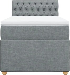 vidaXL Κρεβάτι Boxspring με Στρώμα Ανοιχτό Γκρι 100x200 εκ. Υφασμάτινο