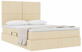 vidaXL Κρεβάτι Αποθήκης με στρώμα Κρέμ 140 x 200 cm Τεχνητό Δέρμα